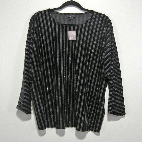 J. JILL SIZE LARGE WEAREVER METALLIC STRIPE TOP - Picture 1 of 7